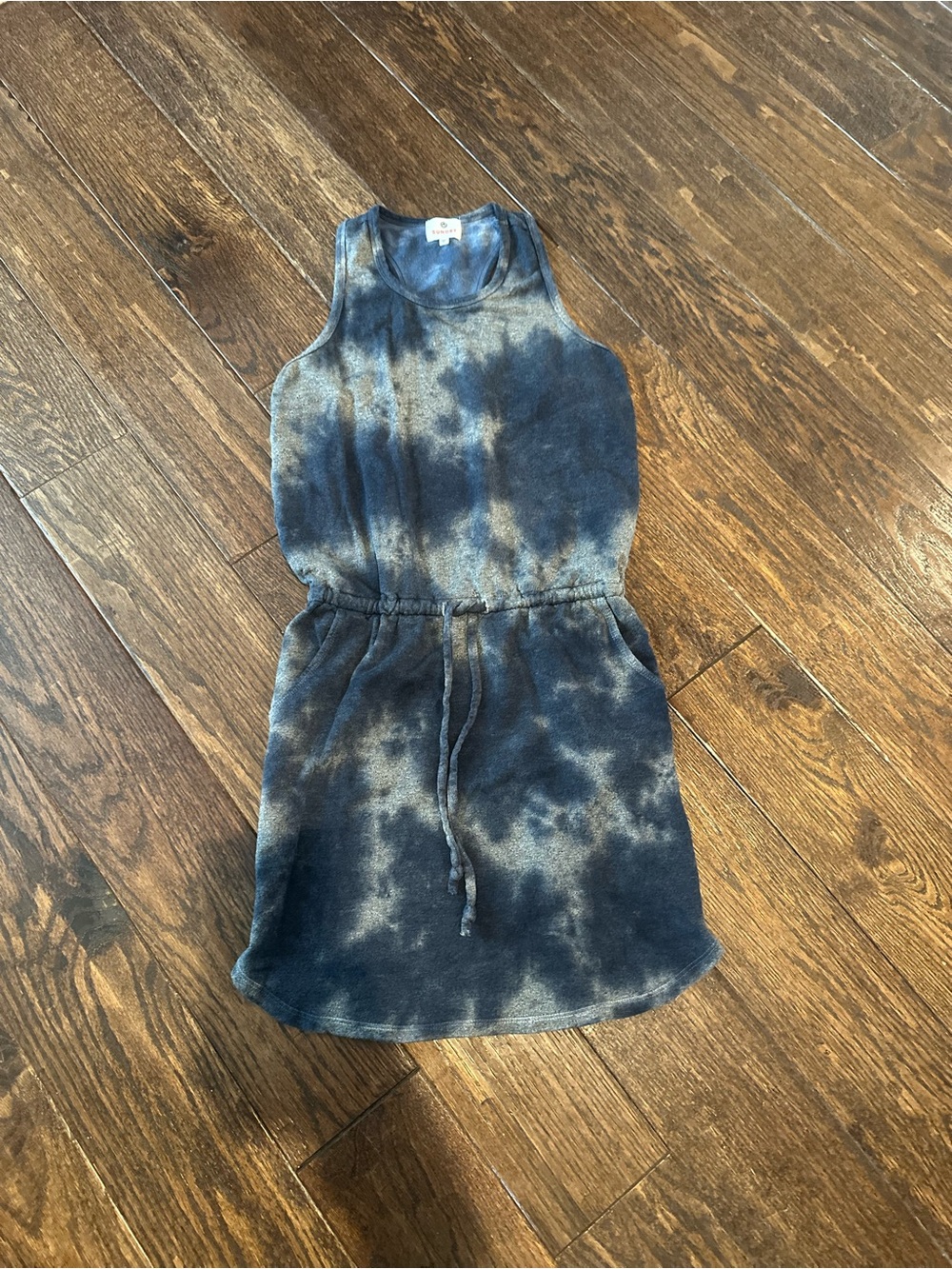 Sundry Navy and Light Gray Tie-Dye Tank Dress